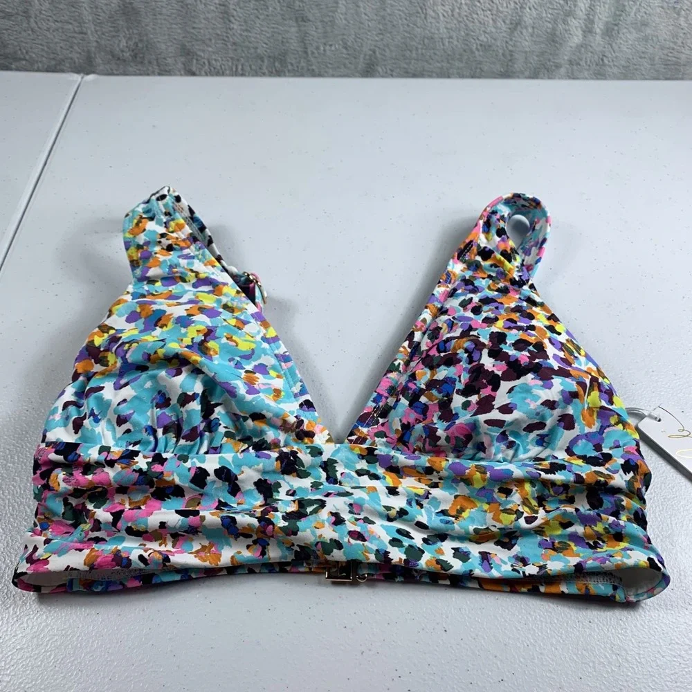 Anne Cole Women's Bikini Swim Top XS Multicolor Sunset Dot Shirred Bralette NWT
